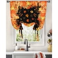 thumbnail image 3 of Orange Yellow Fall Tie Up Curtains for Kitchen Bathroom Bedroom Windows 63 Inch Length, Pumpkins Harvest Botanical Thanksgiving Black Balloon Drape Curtains Shade Rod Pocket Curtain Panel, 52"x63", 3 of 7