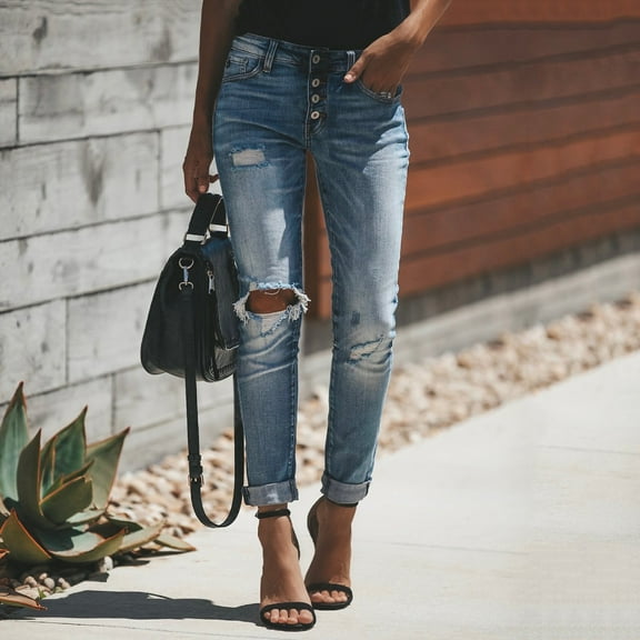 Women's Jeans High Waist Skinny Slim Fit Stretch Pocket Wide Leg Jeans Button Women Designer Pants Jean Designer Wide Leg Pants for Women Women's Elastic Waist Pants New Direction on Pants Jean Cargo