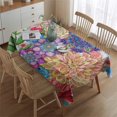 thumbnail image 2 of Rectangle Boho Style Waterproof Tablecloth 60×84 Inch, Bohemian Colorful Floral Reusable Indoor/Outdoor Durable Table Cover for Party Kitchen Dinner Room Decor, 2 of 5