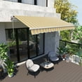 thumbnail image 2 of Homiyad 12' x 10' Manual Retractable Awning Outdoor Sunshade Shelter for Patio, Balcony, Yard, with Adjustable & Versatile Design, Yellow and Grey, 2 of 8