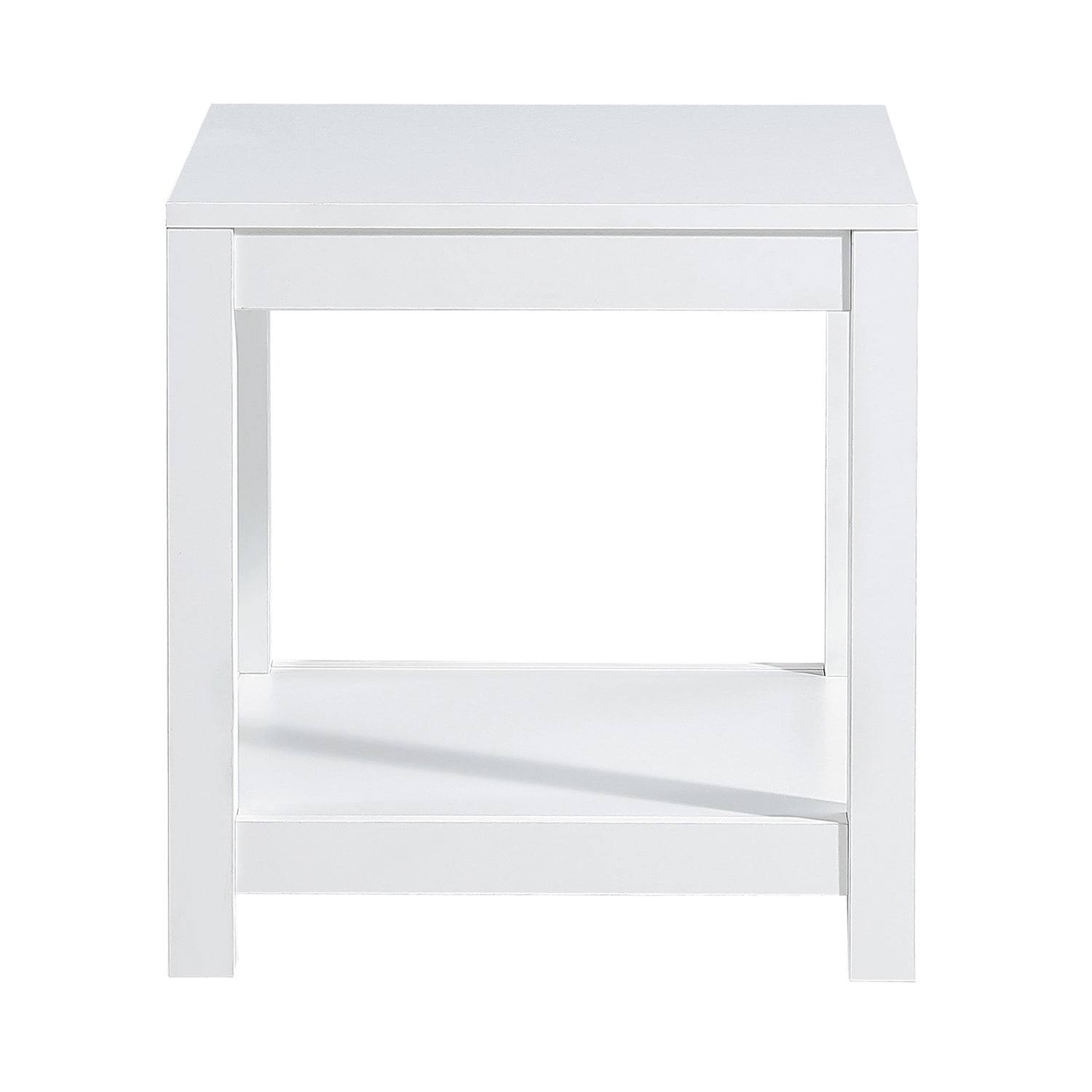 Kadyn End Table, Mid-Century Nightstand for Living Room, MDF Bedside Table with Storage Shelve, White