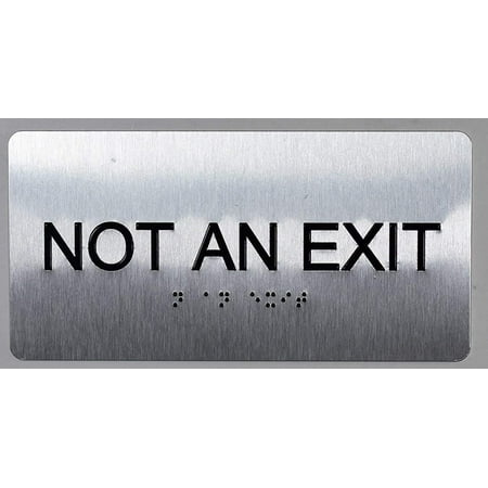

NOT an EXIT Sign Silver-Tactile Touch Braille Sign (Aluminium !! Brush Silver Size 4x8)- The Sensation line(ref-2022-4)
