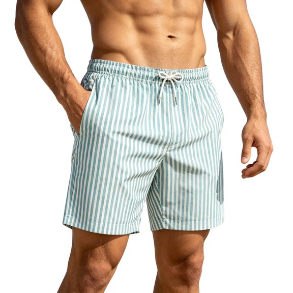 Mens Shorts Casual Striped Drawstring Spring Summer Outdoor Printed Beach Holiday Running Shorts Men With Pockets