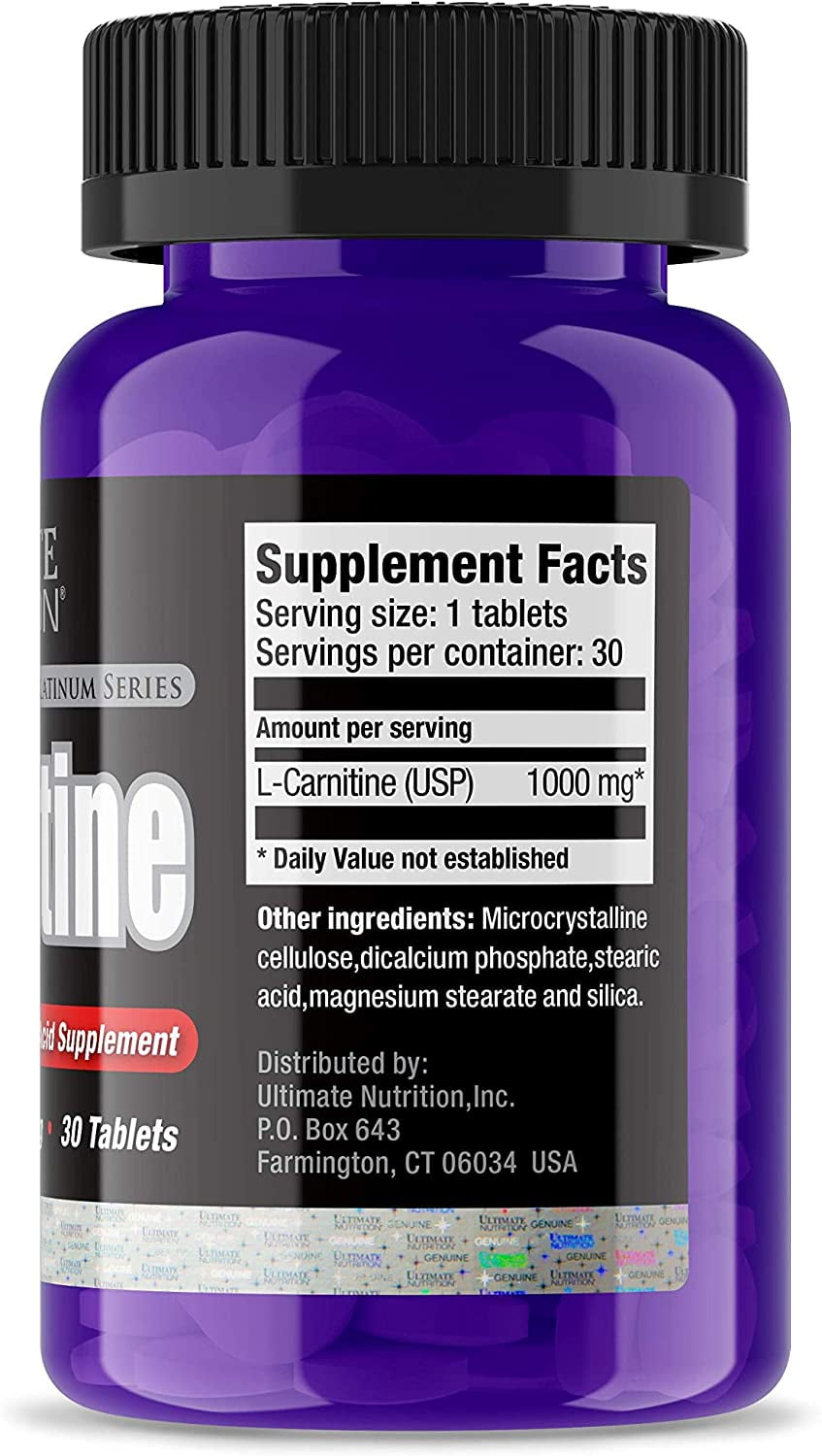 Ultimate Nutrition L-Carnitine Fat Burning Amino Acid Supplement-30 Tablets 