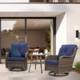 thumbnail image 3 of Naipo 3-Piece Swivel Rocking Rattan Chair Outdoor, Patio Bistro Furniture Conversation Set, Cushioned Wicker Chair with Glass Coffee Table(Grey, Blue), 3 of 8