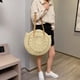 thumbnail image 4 of Bolsos de paja para mujer, bolsos de paja de maíz redondos tejidos a mano, bolsos grandes de playa de verano, bolso de hombro con asa tejida, 4 of 5