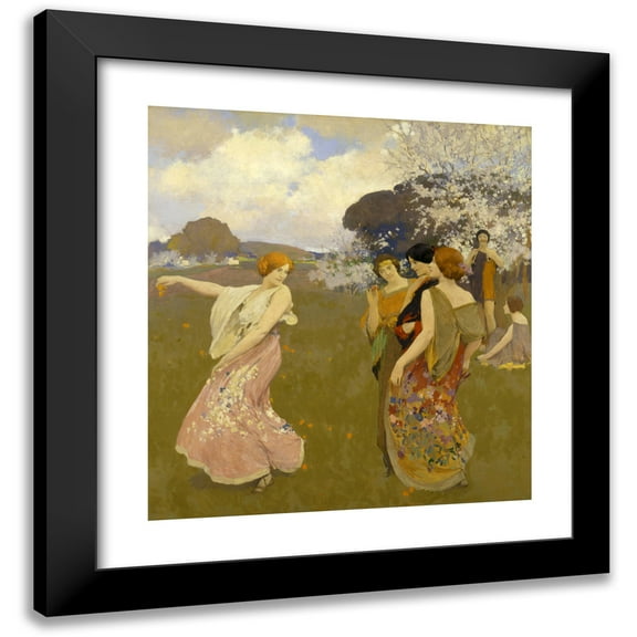 Arthur F. Mathews 12x13 Black Modern Framed Museum Art Print Titled - Spring Dance