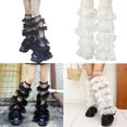 thumbnail image 2 of Yokua Summer Meshes Leg Sleeves Harajuk Ruffle Lace Leg Warmer Flared Boot Cuffs, 2 of 16