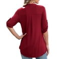 thumbnail image 4 of Going Out Tops for Women Plus Size V Neck Short Sleeve Solid Casual Blouse Tops Summer Tops, 4 of 5