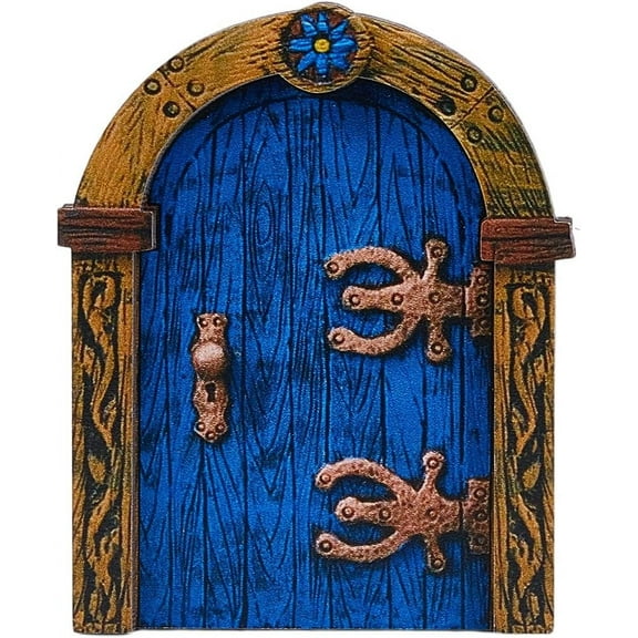 Wood Miniature Fairy Doors Wall Fairy Garden Door Accessories 3D Wooden Door Ornament Art Sculpture Decoration DIY Gnome House Indoor Mystical Garden Ornament for Tree Trunk (Royal Blue) diy