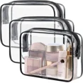 thumbnail image 2 of Simple Transparent Cosmetic Bag PVC Waterproof Clear Makeup Storage Case Travel Make Up Organizer Pouch Bath Toiletry Wash Bag DMH, 2 of 7
