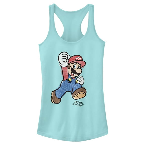 Junior's Nintendo Marker Mario  Racerback Tank Top Cancun Medium