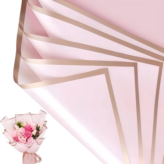 CCOCC 20 Sheets Light Pink Wrapping Paper,Waterproof Floral Paper for Flower Bouquet Wraps Gift Packaging Florist Supplies (22.8 X 22.8 Inch)