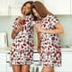 thumbnail image 4 of Fotbe Red Food Bata de Dormir para Mujer con Estampado, Camisón de Algodón de Manga Corta, Ropa de Dormir Casual, 4 of 6