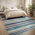 thumbnail image 3 of ODIKA 8'x10' Ultra-Soft Area Rug, Striped Boho Vintage Colorblock Distressed Pinstripe Border Bands None Washable, Bare feet friendly, Silk-Touch for Bedroom, Under Sectional, 3 of 7