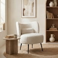thumbnail image 5 of wow97e Boucle Accent Chair, Modern Armless Leisure Chair with Metal Legs, Upholstered Vanity Chair for Living Room Bedroom, 5 of 7