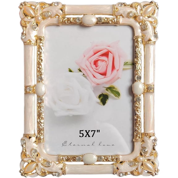 5x7in Vintage Picture Frame Decor Ornate Antique Gold Photo Frames with Glass Front, Art Decor Tabletop Display,  Horizontally & Vertically,Perfect Gift Choice