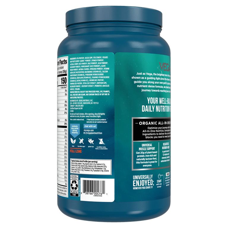 Vega Organic Shake, 20g Plant-Based Protein Powder, French Vanilla