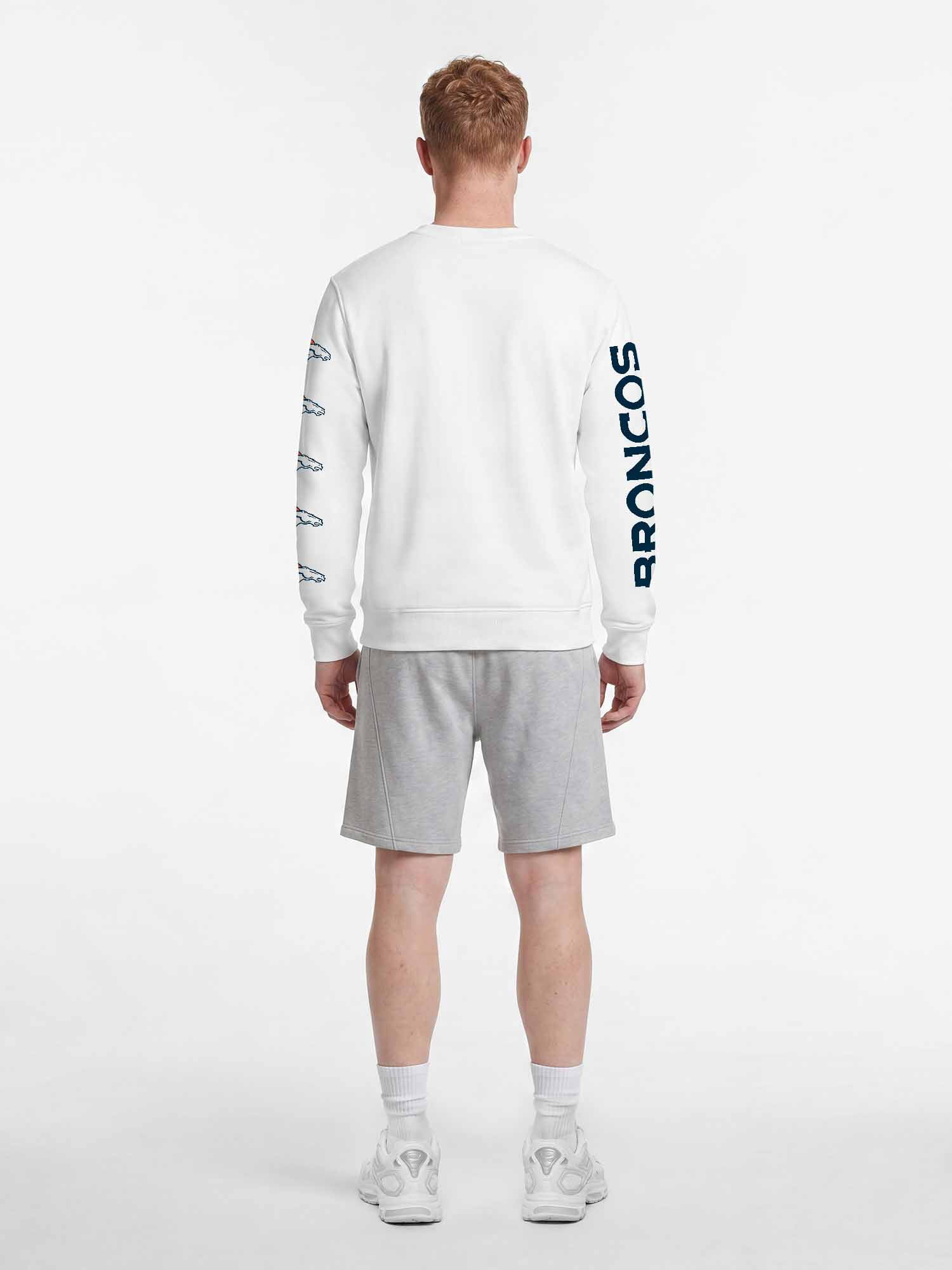 Denver Broncos Reebok Mens White Crew Sweatshirt