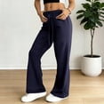 thumbnail image 6 of Flare Pants for Women Pull On Stretchy Drawstring Lounge Pants Bootcut Yoga Active Y2k Baggy Wide Leg Sweatpants Navy S, 6 of 6