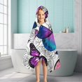 thumbnail image 6 of Purple Butterfly Rose Pattern Hooded Bath Towel，50"x30" for Ages 3 To 12 Kids, Quick Dry Lightweight Soft Microfiber Hood Beach Towel Cover Up for Kids, 6 of 7