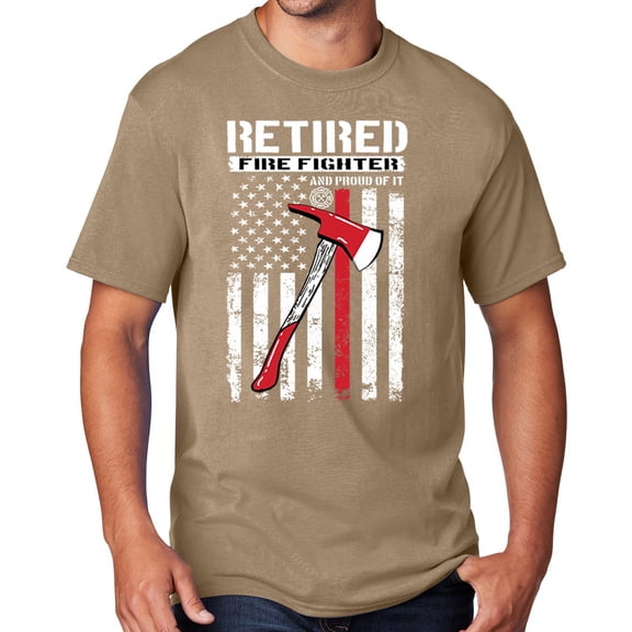 Men's Retired Firefighter with Axe T-shirt, 5XL Sand