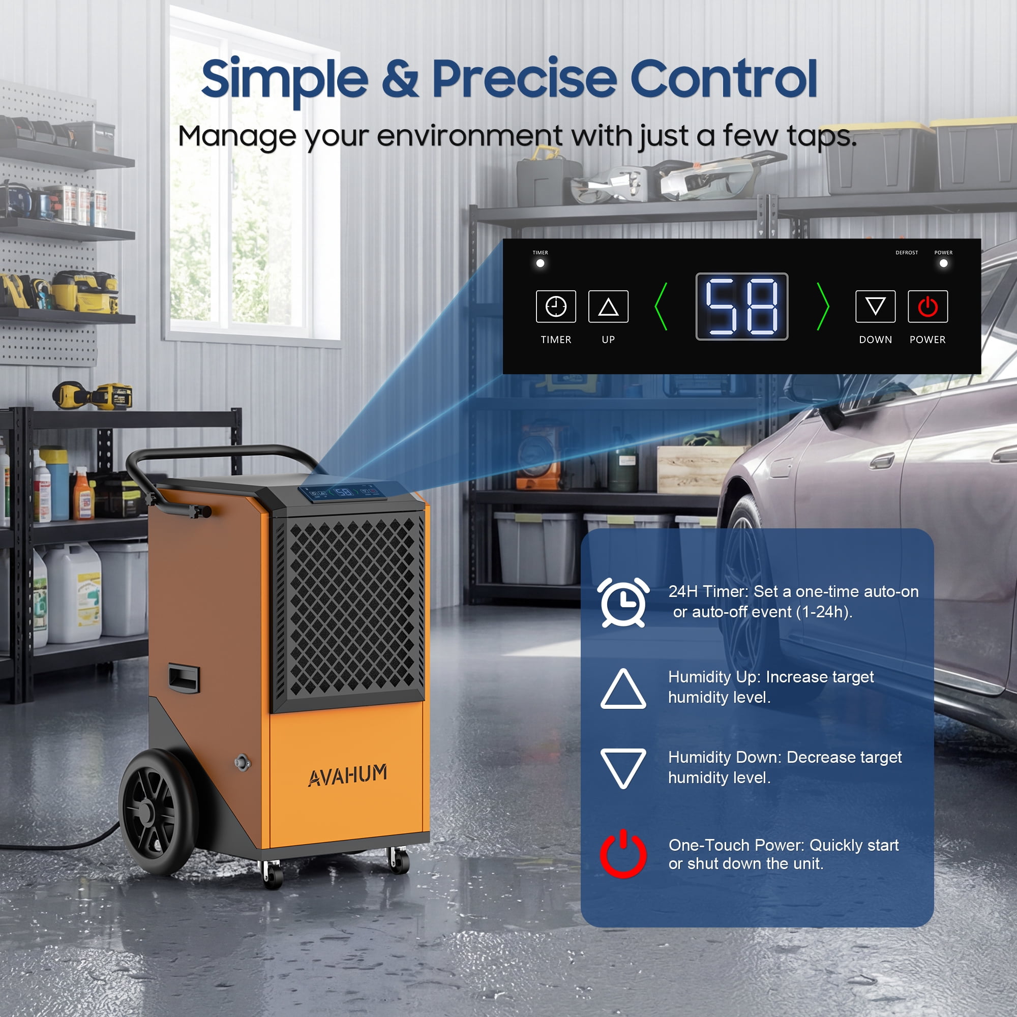 AVAHUM 320 Pints Commercial Dehumidifier for 2,150 sq. ft, Industrial Dehumidifier for Warehouses and Job Sites