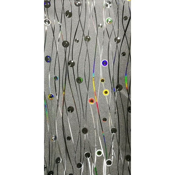 Dundee Deco's Abstract Glitter Silver, Charcoal, Yellow, Blue Circles, Waves Peel and Stick Self Adhesive Removable Wallpaper, Roll 18 ft. X 18 in. (5.5m X 45cm), 26.6 sq. ft. (2.5 sq. m)