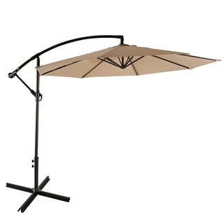 Abble 10 ft. LED Cantilever Offset Hanging Market Patio Umbrella ...