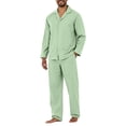 thumbnail image 5 of HAJWOH Men's Comfortable Long Sleeve Button Pajama Set Soft Comfy Sleepwear Sleep Bottom, 5 of 5