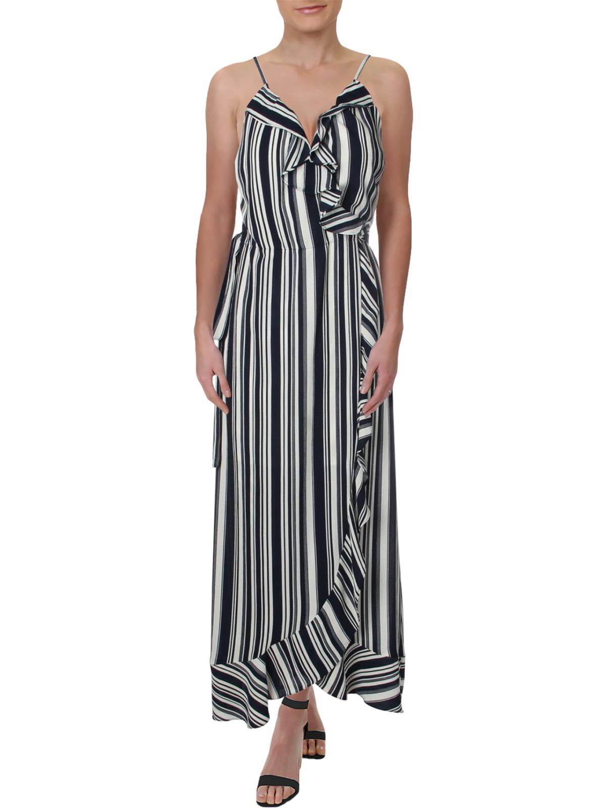 Aqua Womens Striped Hi-Low Wrap Dress ...