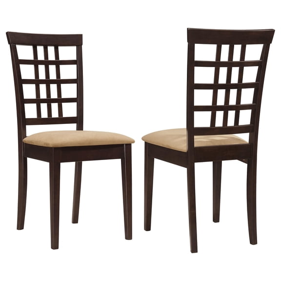 Pemberly Row Transitional Lattice Back Wood Dining Chairs in Cappuccino