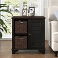 thumbnail image 5 of iooHug modern bedside table also serves as a side table and comes with two woven grass baskets, suitable for both bedrooms and living rooms.(Black), 5 of 7