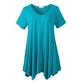 thumbnail image 5 of LARACE Short Sleeve T-Shirts for Women Plus size Tops V-Neck Tunic Tops for Leggings Lake Blue 2X, 5 of 9