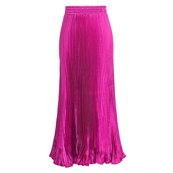 Women's Elastic Waist Satin Metallic Pleated Long Swing Skirt Lingerie Skirt Belly Dance Skirt Rhinestone Fringe Skirt Skirts for Party Long Winter Skirts for Women Girls Swim Skirt Skirt Extender