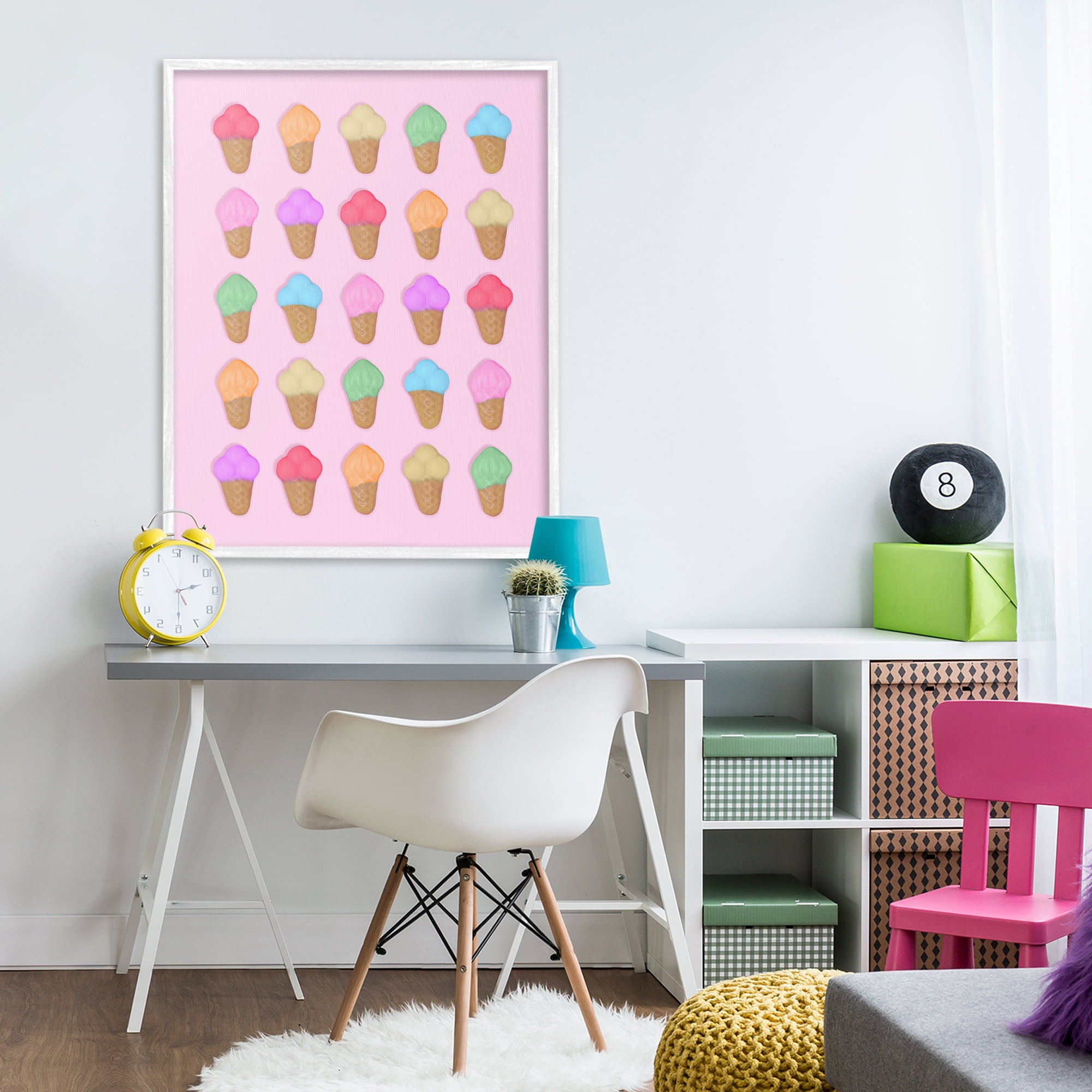 Stupell Industries Ice Cream Shaped Candies White Framed Giclee Art, design by LISH Creative