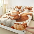 thumbnail image 3 of Manfei Teens Cartoon Squirrel Twin Sheet Sets, Fall Autumn Pumpkin Twin Fitted Sheet, Harvest Thanksgiving Day Flat Sheet, Microfiber Bedroom Decor, 3 Pieces, 3 of 7