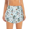 thumbnail image 2 of Balery Winter Wonderland Light Blue Pantalones cortos deportivos para mujer con forro y dos bolsillos, elásticos, para entrenamiento, gimnasio, yoga-X-Large, 2 of 7