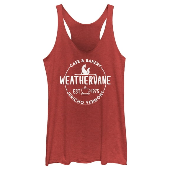 Women's Wednesday Weathervane Cafe Logo Racerback Tank Top Red Heather X Small
