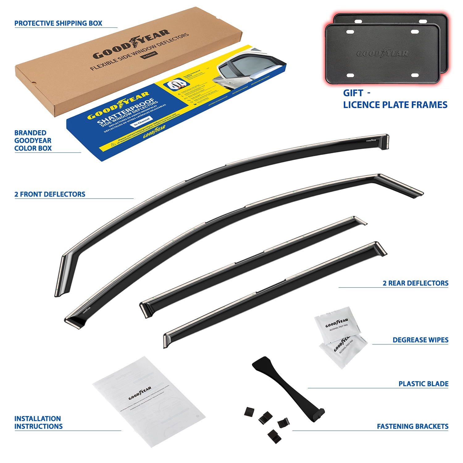 Goodyear Shatterproof in-Channel Window Deflectors for Volkswagen Taos 2022-2025, Rain Guards, Window Visors for Cars, Vent Deflector, Car Accessories, 4 pcs - GY007938