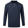 thumbnail image 2 of Domuza Men's Slim Fit Long Sleeve Polo, Soft Knit Sweater Shirt, Versatile Casual Top for Golf Work Travel Navy M, 2 of 5