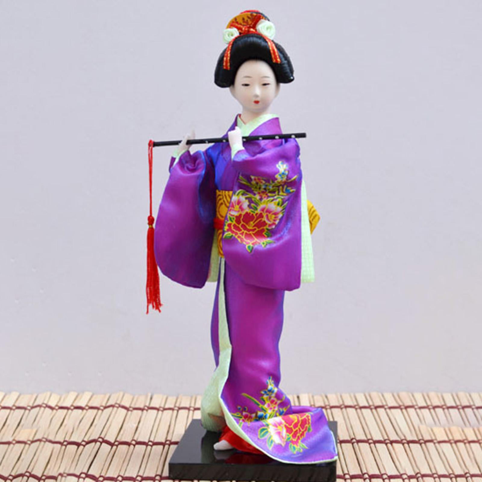 Japanese Doll's Festival Humanoid Japanese Geisha Kimono Doll Figurine Decor 