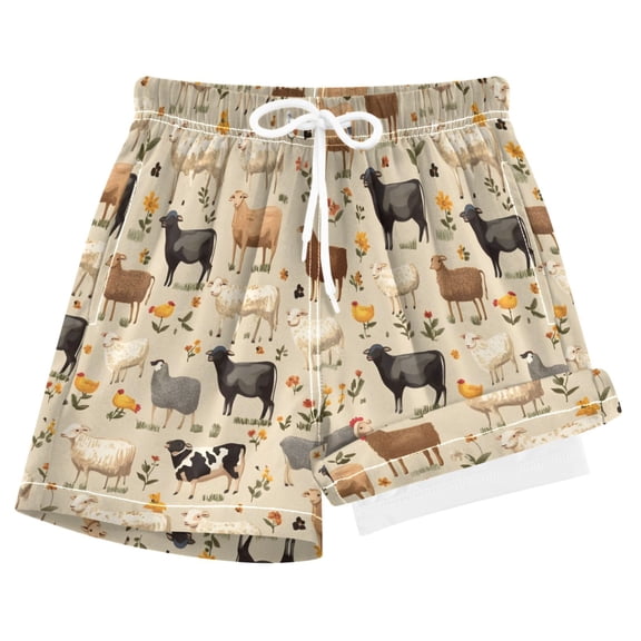 joogoo Farm Animals Sheeps Boys Swim Trunks Beach Swimsuit Shorts Boxer 8Y