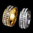 thumbnail image 6 of Lifetechs Ring Wide-width Fadeless Titanium Steel Double Rows Rhinestone Unisex Jewelry, 6 of 8