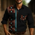 thumbnail image 4 of Mens Western Printed Button Down Shirts Vintage Cowboy Long Sleeve Craphic Shirts Slim Fit Casual Work Shirts Light blue XXL, 4 of 5
