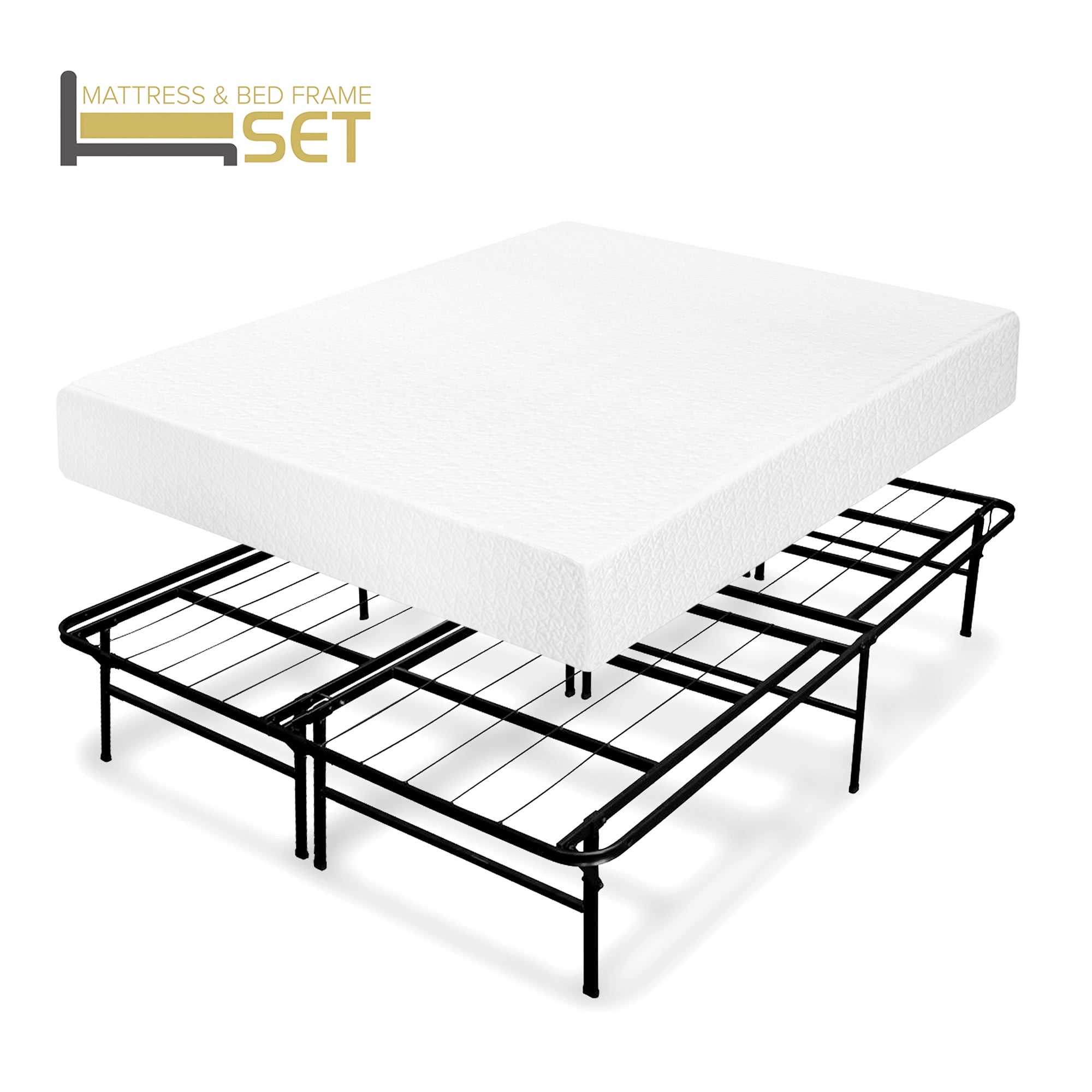 Best Price Mattress 8" Memory Foam Mattress and DualUse Steel Bed