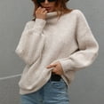 thumbnail image 5 of ShomPort Women's Fall Winter 2024 Turtleneck Sweaters Long Sleeve Pullover Loose Thick Knit Tops, 5 of 9