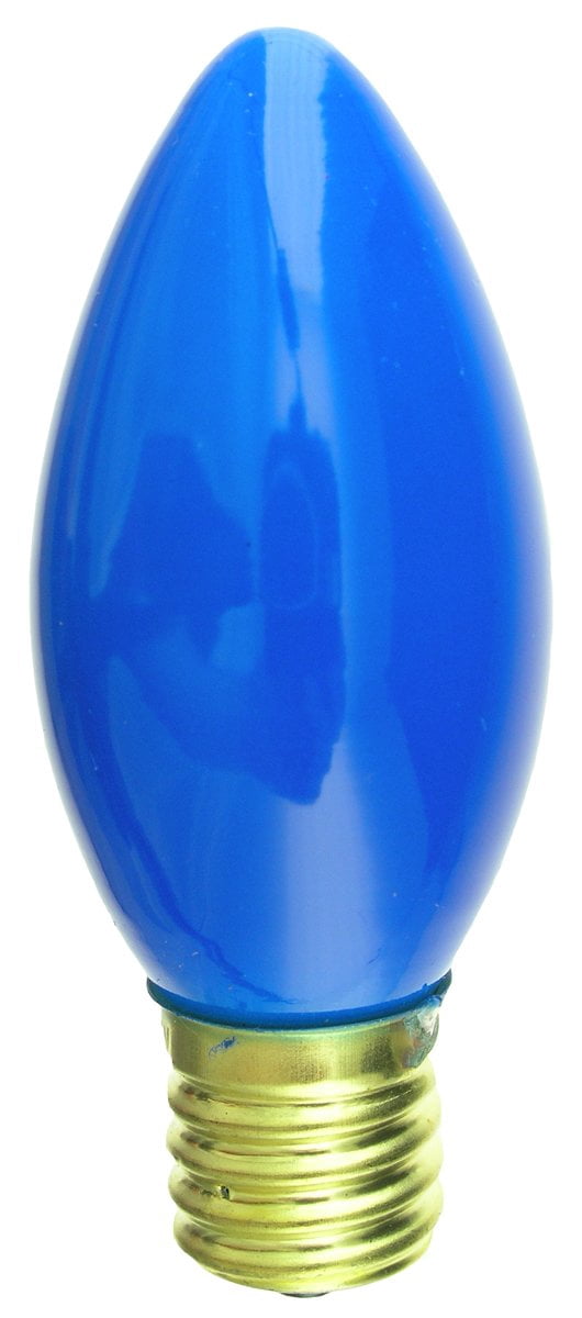 **25 Pack** 7 Watt C9 Ceramic Blue Incandescent Light Bulb, Intermediate Base