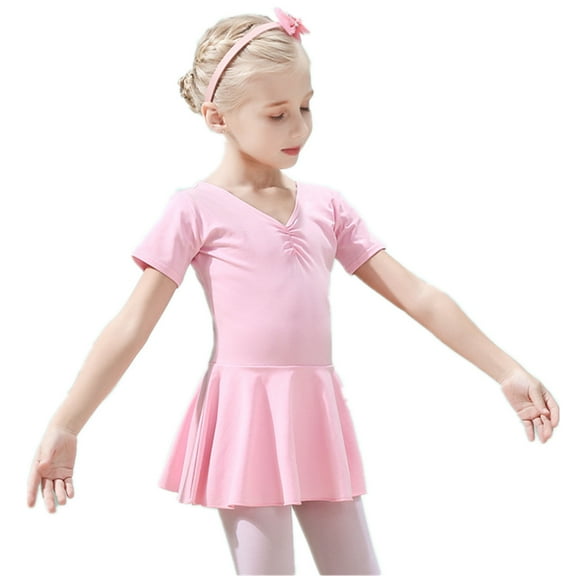 Girls Ballet Leotards Short Sleeve Back Bowknot Dance Leotards for Gymnastics