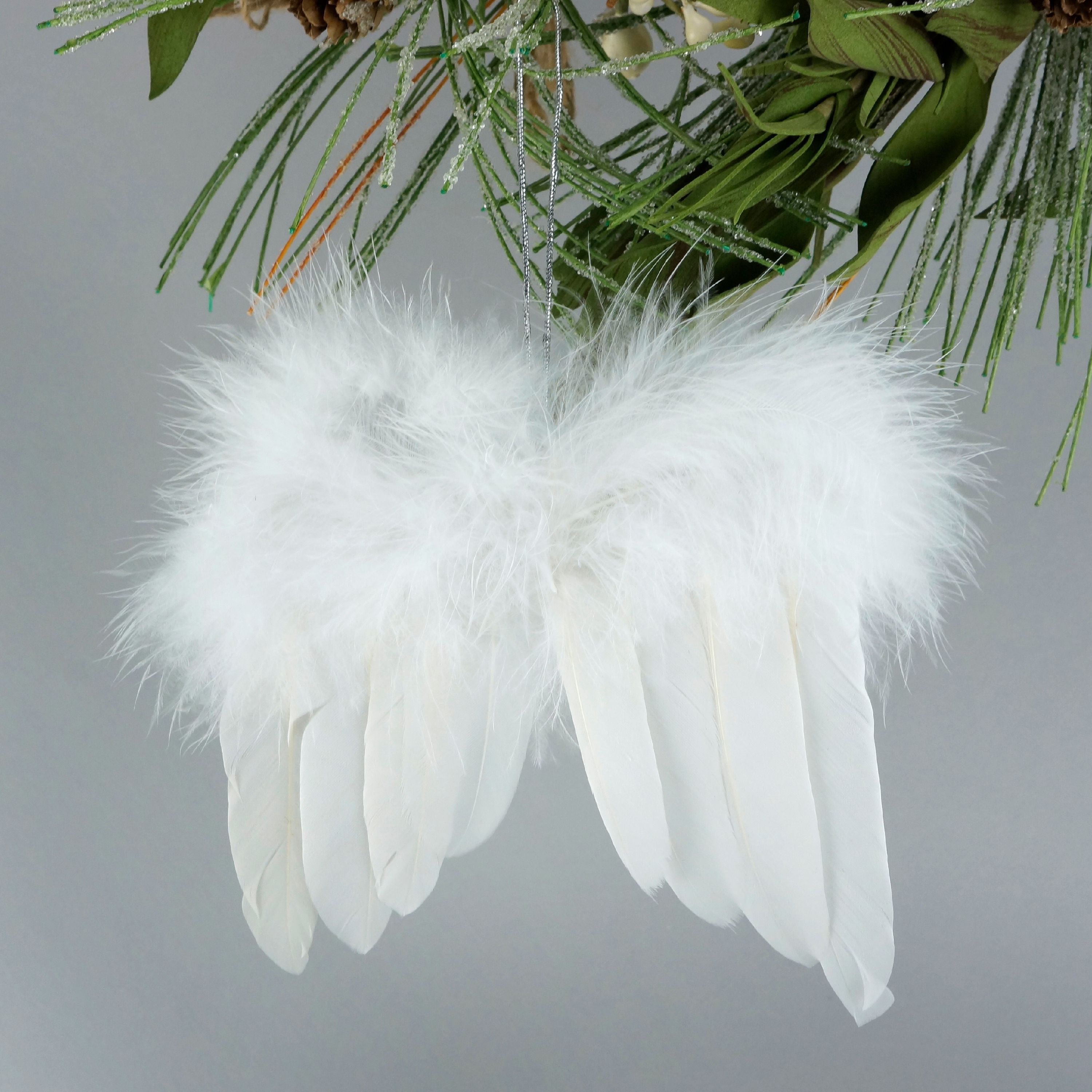 ZUCKER Angel Wing Christmas Tree Ornament  White Holiday Feather Xmas